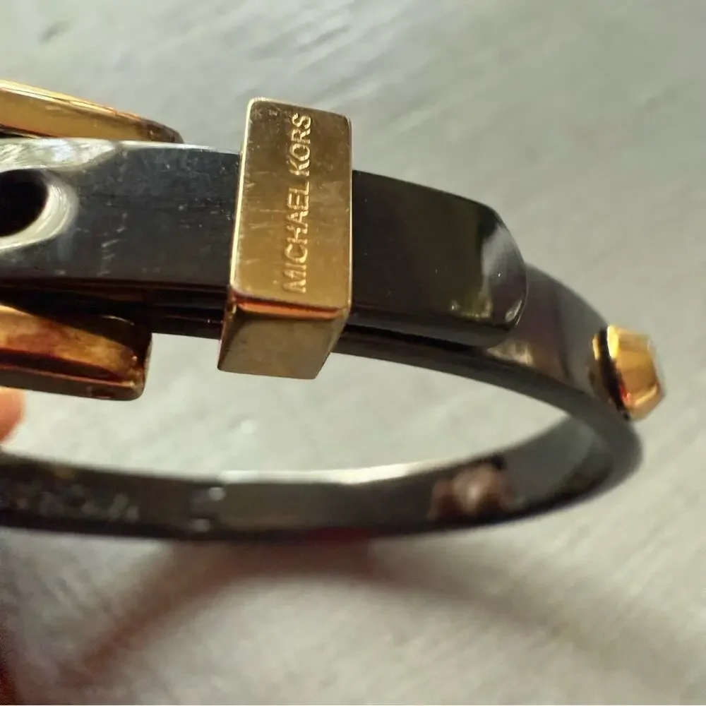 Michael Kors Black Buckle Hinged Bangle Bracelet